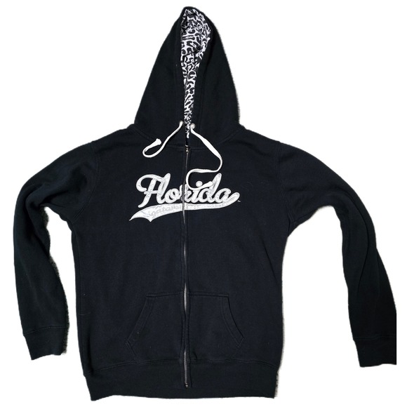 Florida Gators Full Zip Hoodie Jacket Black w Silver Lettering & Hood Print
(C) - Picture 1 of 8